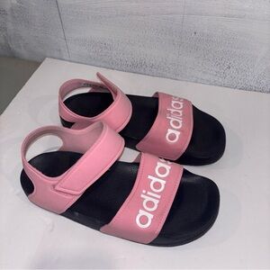 size 4 pink / blue dual strap sandals light weight worn twice slides women’s